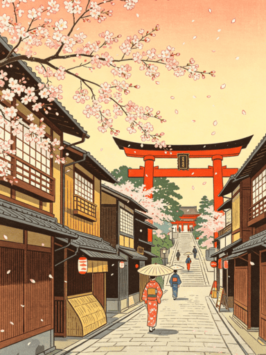 樱花街道鸟居速写