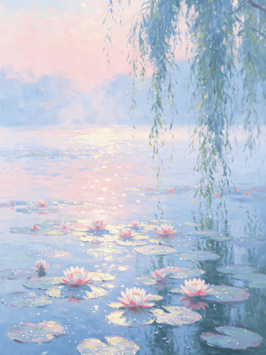 睡莲湖面光影练习